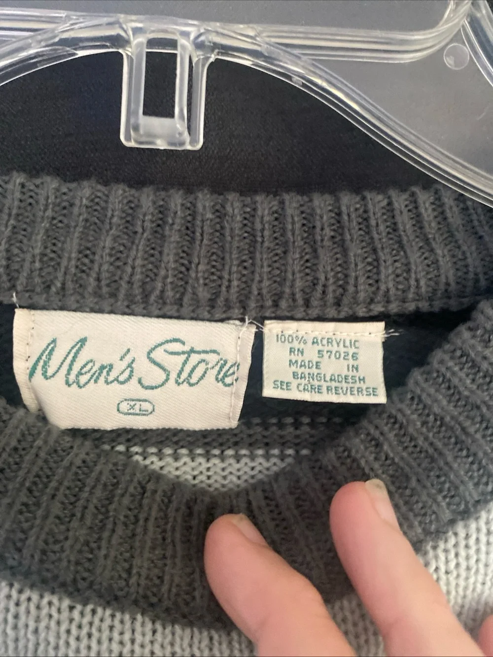 Vintage 90’s The Men's Store Gray Crewneck Sweater with Blue and White Stripes
